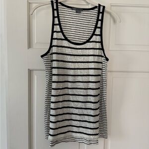 Vince Black and White Striped Linen Tank Top - Size Small